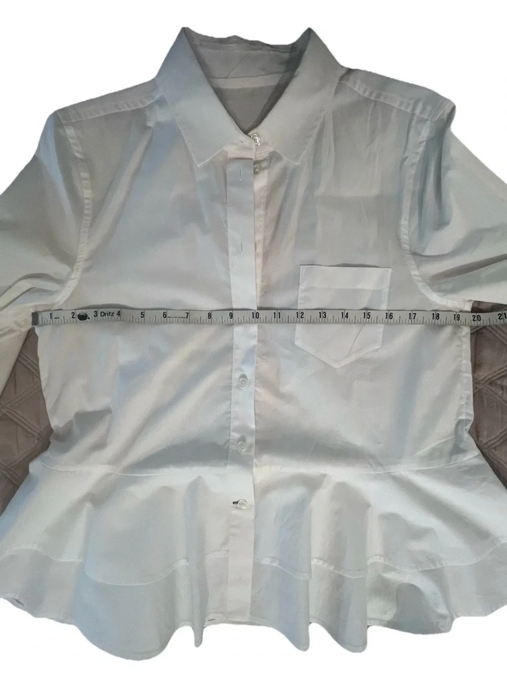 Kate Spade Broome Street Long Sleeve White Ruffled Peplum Blouse Size M